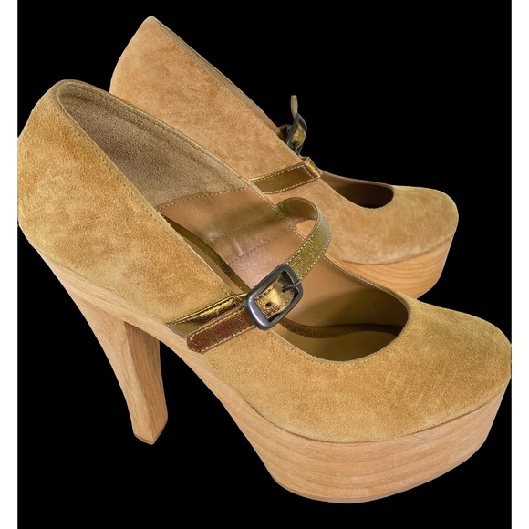 Madison 'Ali' Size 6 B Brown Suede Platform Shoes 5 1/4" Heel - Picture 1 of 5